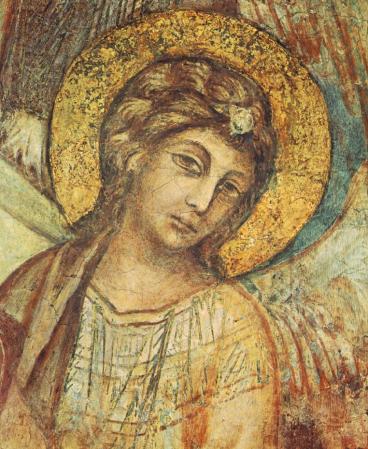 Cimabue. Vierge à l’Enfant avec saint François et quatre anges, détail (1278-80)