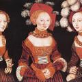 Cranach l'Ancien. Les princesses de Saxe Sibylla, Emilia et Sidonia (v. 1535)
