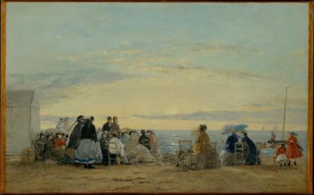 Eugène Boudin. Sur la plage, coucher de soleil (1865)