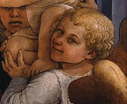 Filippo Lippi. Vierge à l'enfant et deux anges, détail