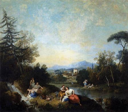 Francesco Zuccarelli. Paysage avec femmes à la rivière (1760)
