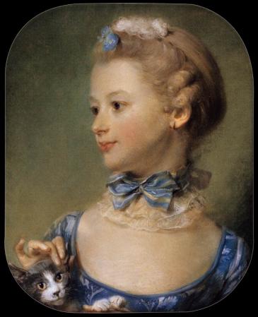 Jean-Baptiste Perronneau. La petite fille au chat (1747)