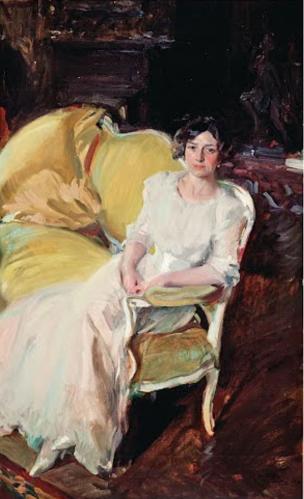 Joaquín Sorolla. Clotilde assise dans un canapé (1910)