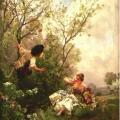 Louis Marie de Schryver. Jeune couple dans une prairie en fleurs