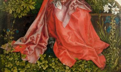 Martin Schongauer. La Vierge au buisson de roses, copie, détail (1500-1550)