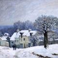 Alfred Sisley. La Place du Chenil à Marly, effet de neige (1876)