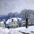 Alfred Sisley. La Place du Chenil à Marly, effet de neige (1876)