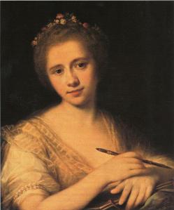 Angelica Kauffmann. Autoportrait avec couronne de fleurs (1771)