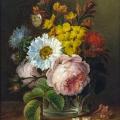 Anne Vallayer-Coster. Bouquet de fleurs dans un verre d'eau (1770-1800)