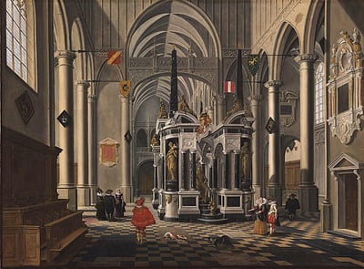 Bartholomeus van Bassen. Le tombeau de Guillaume le Silencieux dans une église imaginaire (1620)