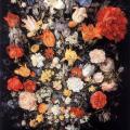 Brueghel. Bouquet de fleurs avec bijoux, pièces et coquilles (1606)