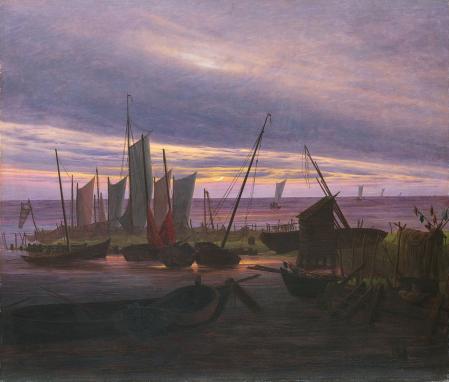 Caspar David Friedrich. Navires dans le port, le soir (v. 1828)