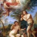 Charles Joseph Natoire. Adam et Eve chassés du paradis (1740)