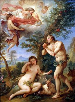 Charles Joseph Natoire. Adam et Eve chassés du paradis (1740)