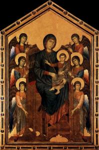 Cimabue. La Vierge et l'Enfant en majesté entourés d'anges (v. 1280)