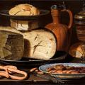 Clara Peeters. Nature morte aux fromages, amandes et bretzels (v. 1615)