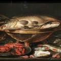 Clara Peeters. Nature morte aux poissons, crevettes, huîtres et écrevisses (1612-20)