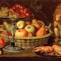 Clara Peeters. Nature morte avec coupe et panier de fruits (1612-15)