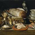 Clara Peeters. Nature morte avec épervier, oiseaux, porcelaine et coquillages (1611)