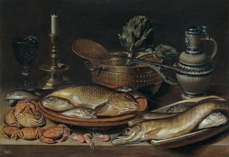 Clara Peeters. Nature morte avec poisson et artichauts (1611)