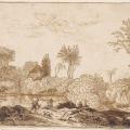 Cornelis Vroom. Paysage fluvial avec voyageur (1591-1661)