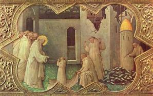 Couronnement de la Vierge (1414). Saint Bernard ressuscite un frère.