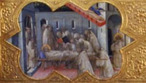 Couronnement de la Vierge (1414). Les funérailles de saint Bernard.