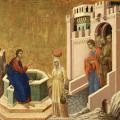 Duccio. Le Christ et la Samaritaine (1308-11)