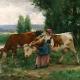 Julien Dupré. Femme et vaches par l'eau (1880-1910)
