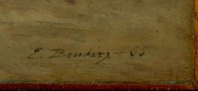 Eugène Boudin. Sur la plage coucher de soleil, détail (1865)