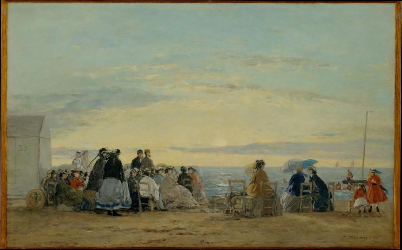 Eugène Boudin Sur La Plage Coucher De Soleil 1865