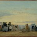 Eugène Boudin. Sur la plage, coucher de soleil (1865)