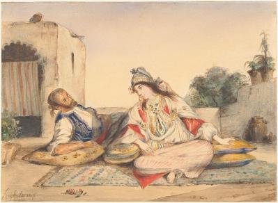 Eugène Delacroix. Couple marocain sur sa terrasse (1832)