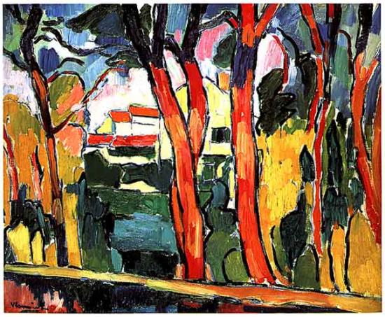 Vlaminck. Paysage aux arbres rouge, 1906
