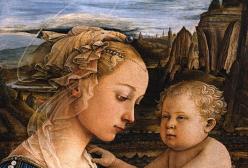 Filippo Lippi. Vierge à l'enfant et deux anges, détail