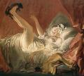 Fragonard. Jeune Fille faisant jouer son chien sur son lit, 1765-72