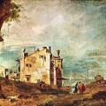 Francesco Guardi. Arche en ruines et fermes au bord de la lagune (1780-90)