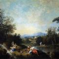Francesco Zuccarelli. Paysage avec femmes à la rivière (1760)