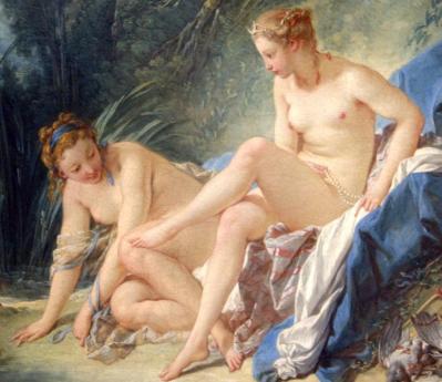 François Boucher. Diane sortant du bain, détail (1742)