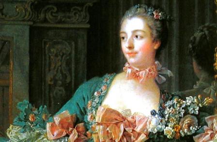 François Boucher. La Marquise de Pompadour (1756), détail