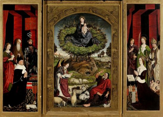 Nicolas Froment. Triptyque du Buisson ardent (1475-76). Les trois panneaux.