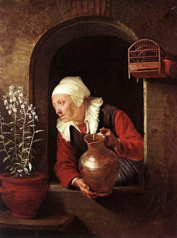 Agenda Gerard-dou-vieille-femme-arrosant-les-fleurs-1665