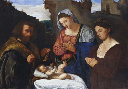 Giovanni Girolamo Savoldo. La Vierge adorant l’Enfant avec deux donateurs (v. 1527)