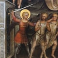 Giusto de Menabuoi. Fresques du baptistère de Padoue, Adam et Ève chassés du paradis (1378)