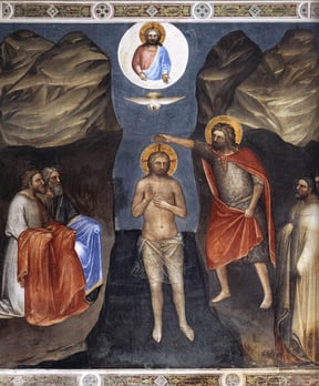 Giusto de Menabuoi. Fresques du baptistère de Padoue, le baptême du Christ (1378)