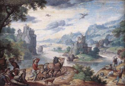 Hans bol paysage avec la chute d icare 1560 1593