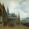 Hendrick Aerts. Architecture imaginaire avec une église gothique (v. 1602)