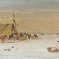 Hendrick Avercamp. Paysage d'hiver avec figures sur la glace et tente koek-en-zopie (v. 1620)