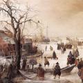 Hendrick Avercamp. Scène d'hiver sur un canal (v. 1615)