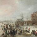 Hendrick Avercamp. Scène sur la glace près d'une ville (v. 1615)